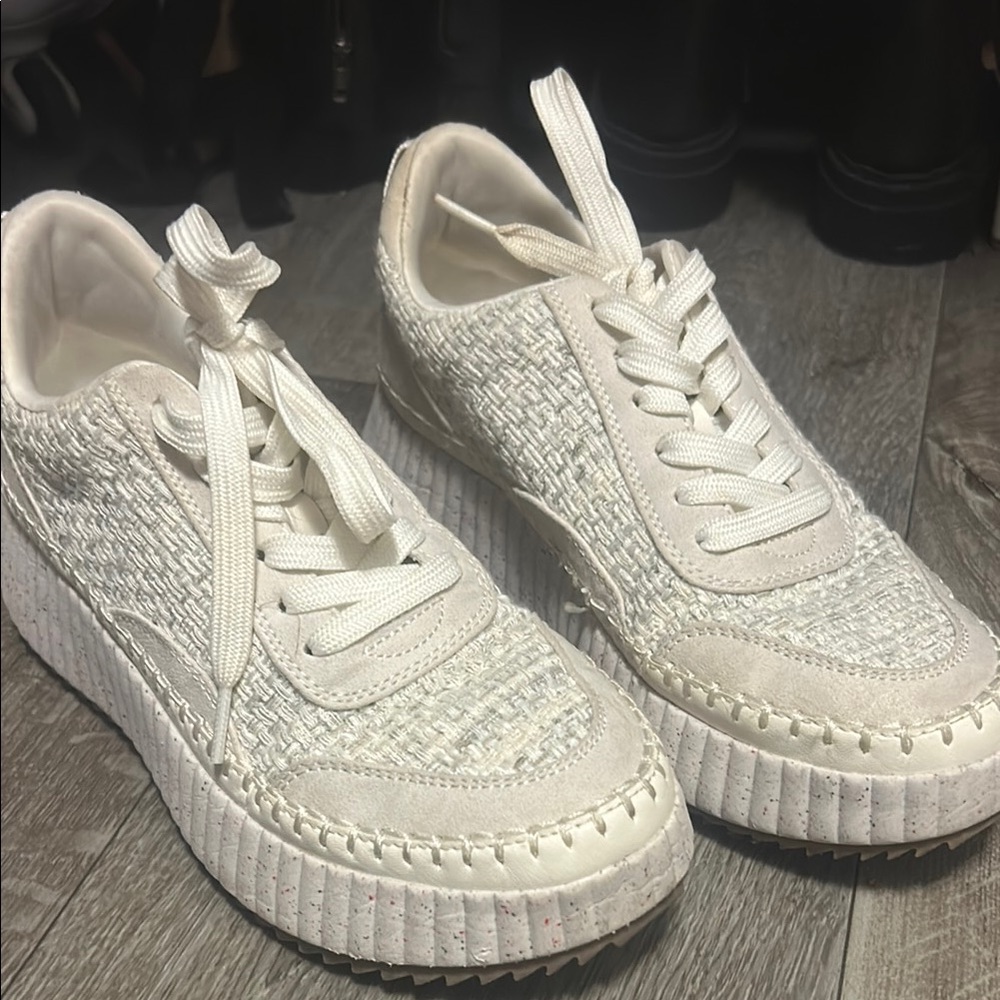 Women's White Woven Sneakers